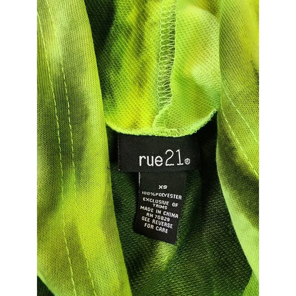 RUE 21 FAVORITE TIE DYE CROPPED SWEATSHIRT HOODIE JUNIORS XS Green Active Wear - Picture 6 of 9